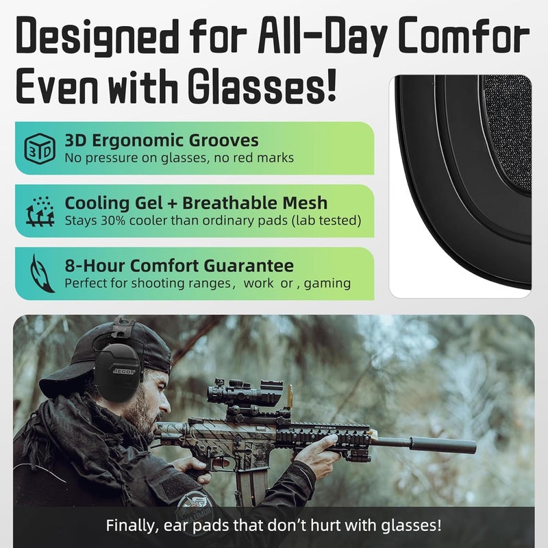 PROHEAR GEP07 Gel Ear Pads for Walker's FireMax & Recon Digital Muffs - Enhanced Noise Reduction, All-Day Comfort, Cooling Gel Core & Glasses-Friendly Design - Image 4